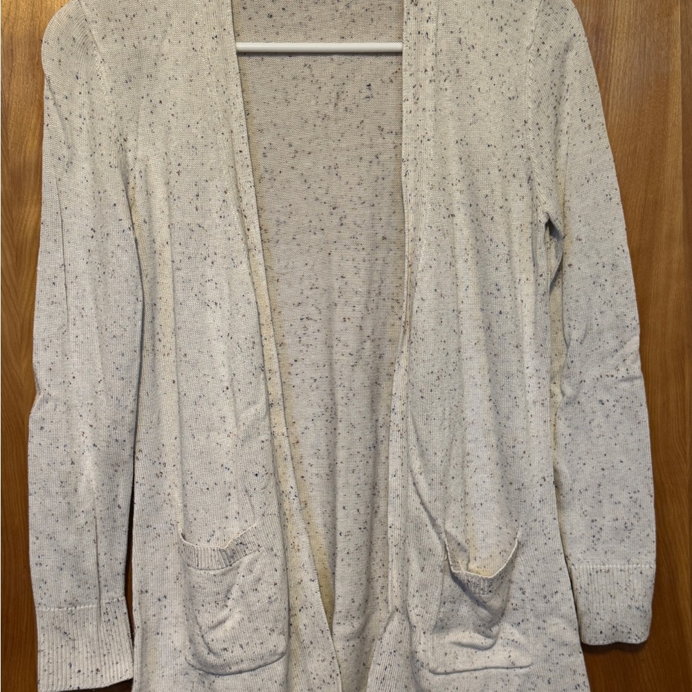 Speckled Cream Open-Front Cardigan